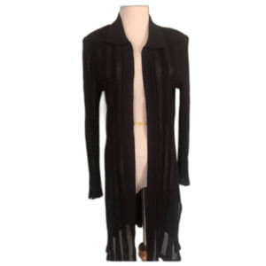 🆕 [Misook] Black Ribbed Open Duster Sz: XS 🖤